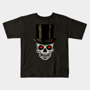 Love Skull Top Hat Kids T-Shirt
